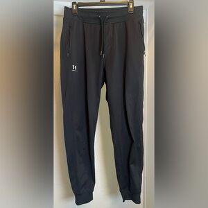 Under Armour Black Track Pants with White Logo Large
